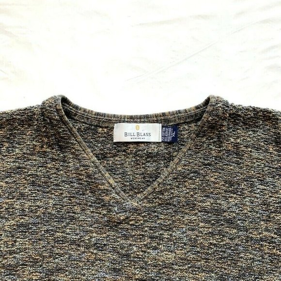 Vintage Bill Blass Sweater Mens XL USA Made Hand Framed Chunky Knit V Neck - Picture 4 of 10